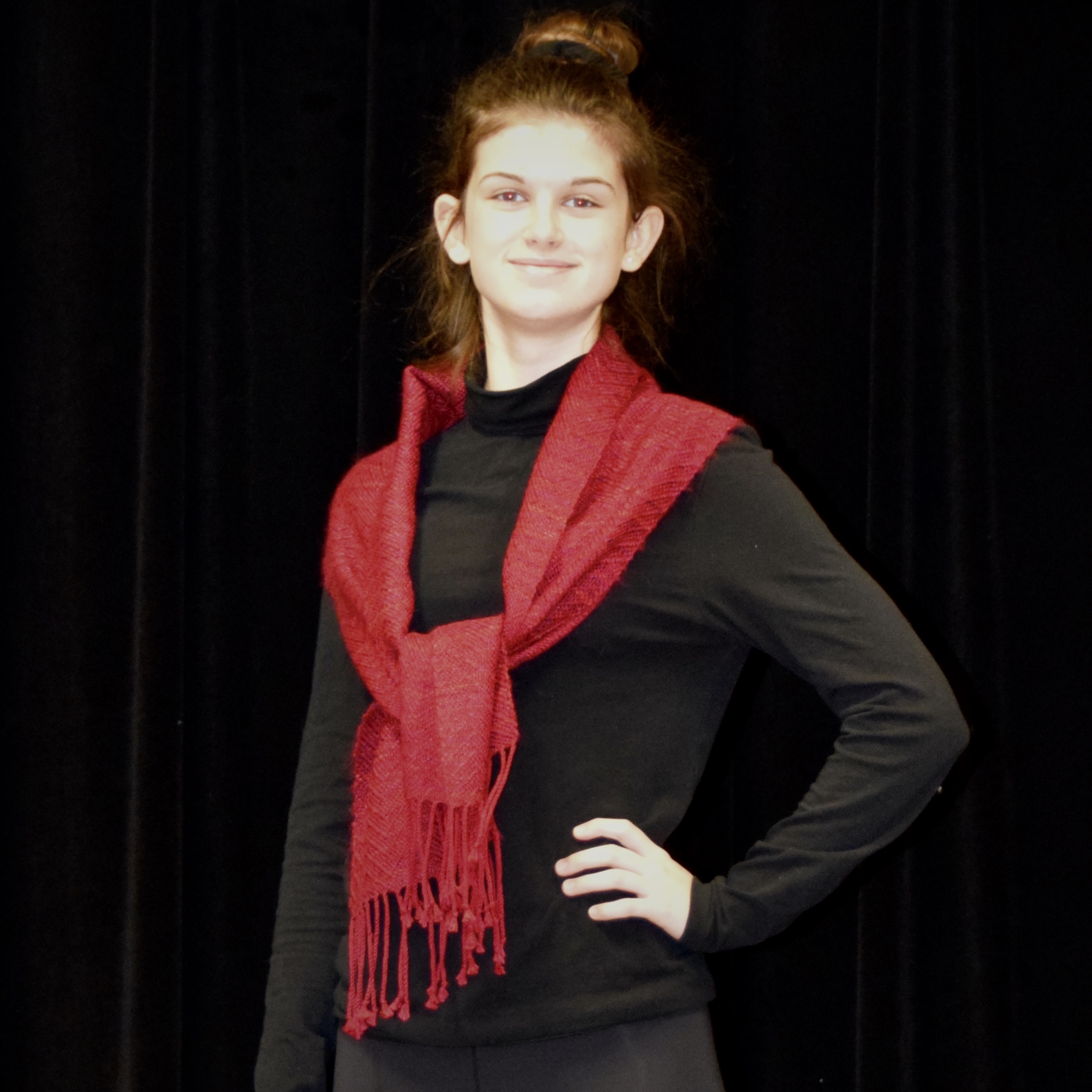 Red Scarf in Cotton, Merino and Mohair - FOR SALE $115